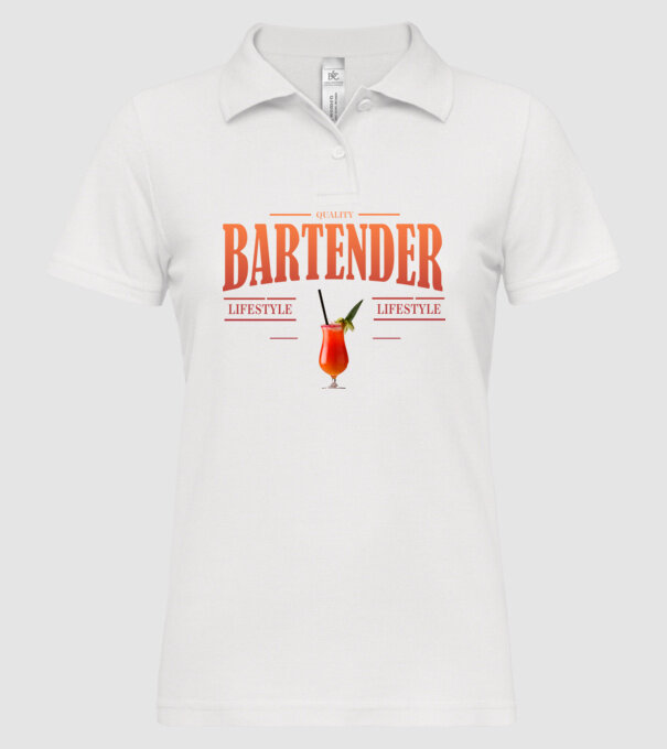Lifestyle Bartender model alb pe tricou