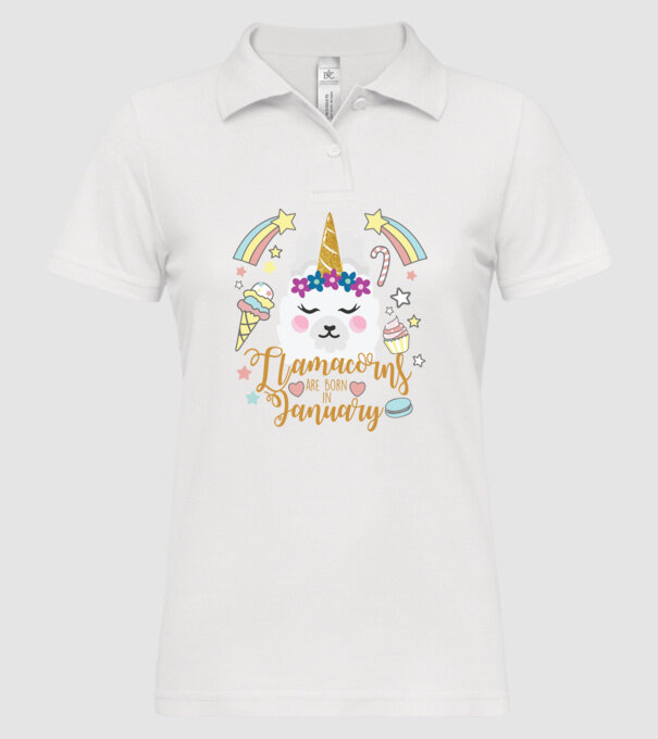 Llamacorns are born in January model alb pe tricou