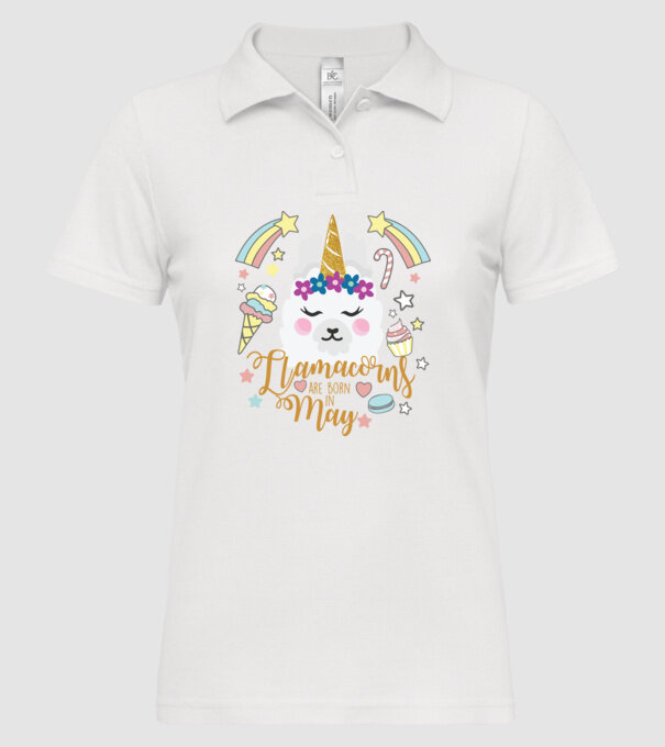 Llamacorns are born in May model alb pe tricou
