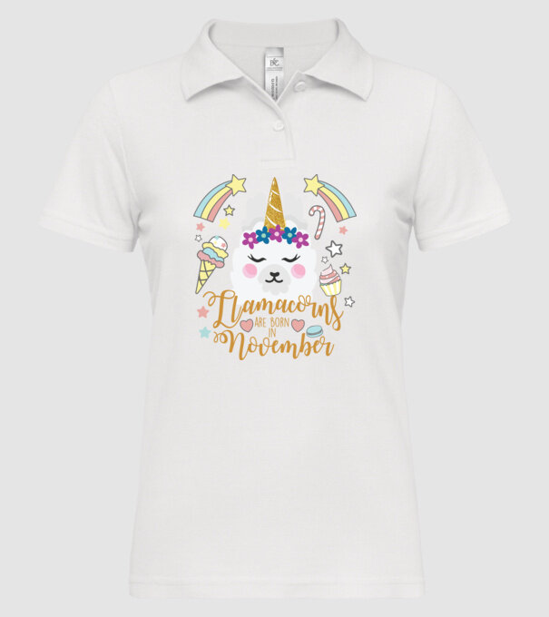 Llamacorns are born in November model alb pe tricou