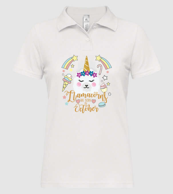 Llamacorns are born in October model alb pe tricou