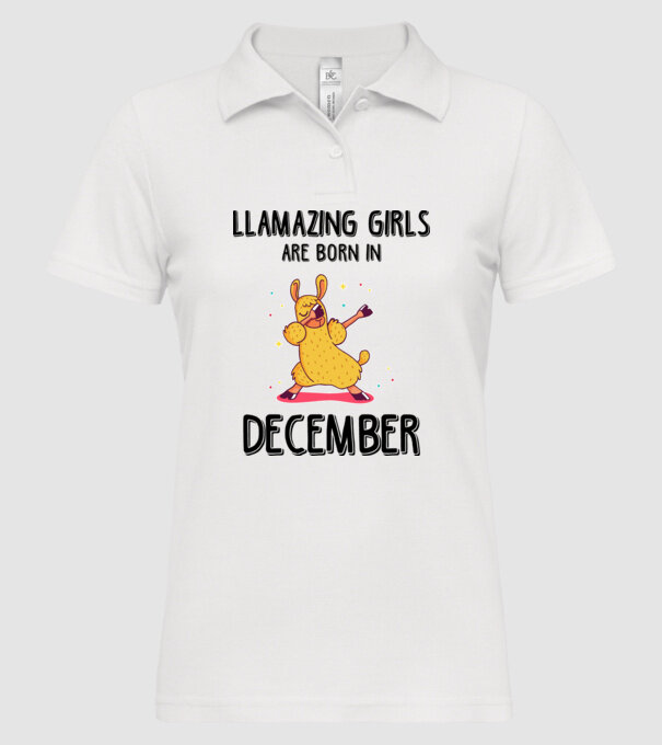 Llamazing girls are born in december black model alb pe tricou