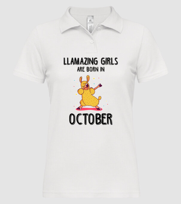 Llamazing girls are born in october black model alb pe tricou