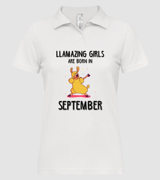 Llamazing girls are born in september black model alb pe tricou