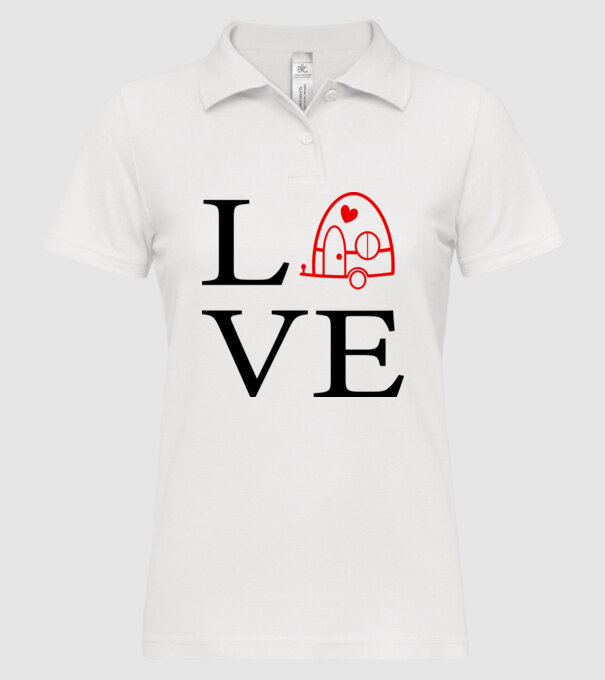 Love camping model alb pe tricou