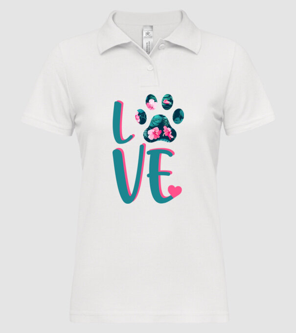 LOVE CÂINI model alb pe tricou