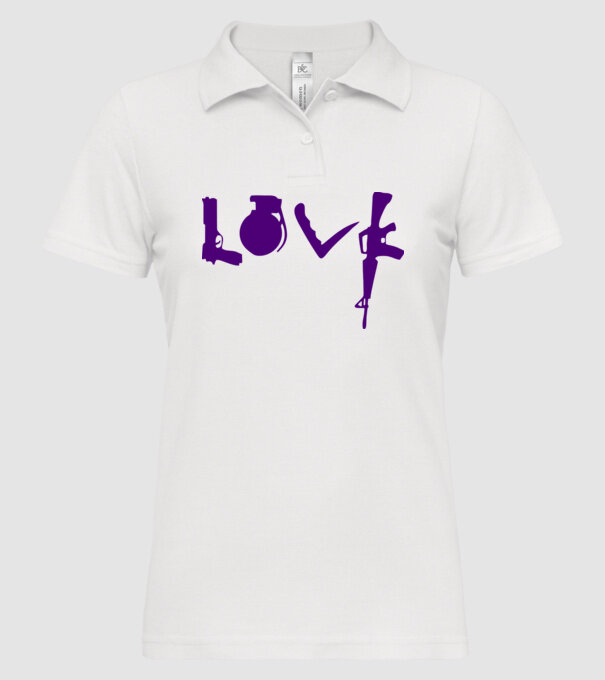 Lovegun model alb pe tricou