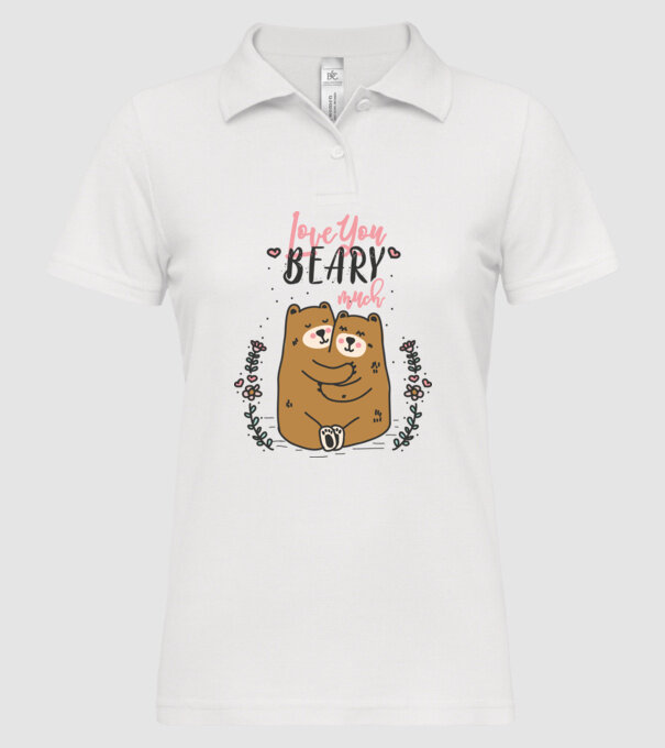LoveU BEARY much model alb pe tricou