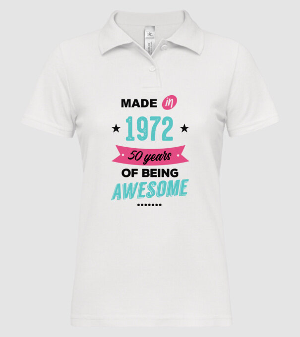 MADE in 1972 model alb pe tricou