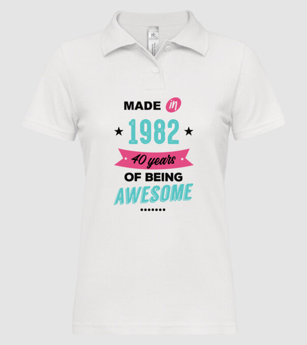 MADE in 1982 model alb pe tricou