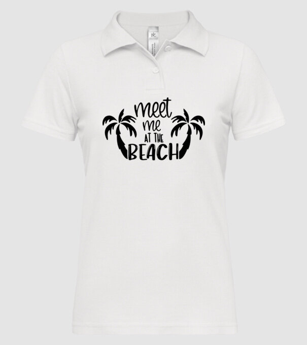Meet me at the beach model alb pe tricou