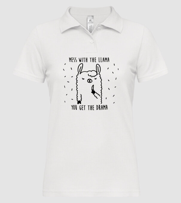Mess with the lama model alb pe tricou