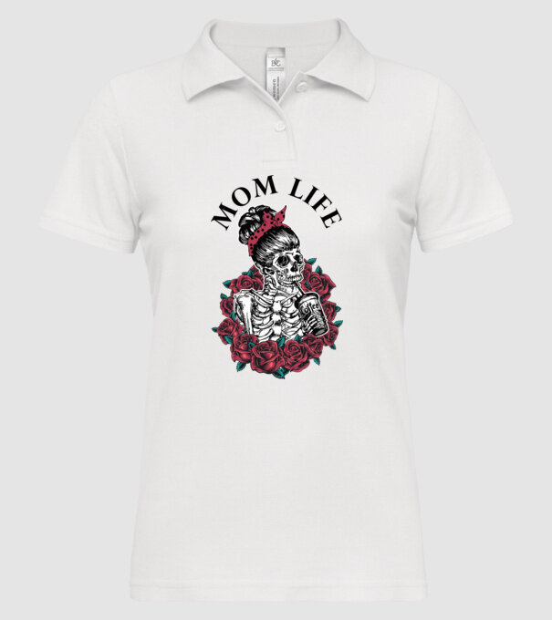 MOMLIFE model alb pe tricou