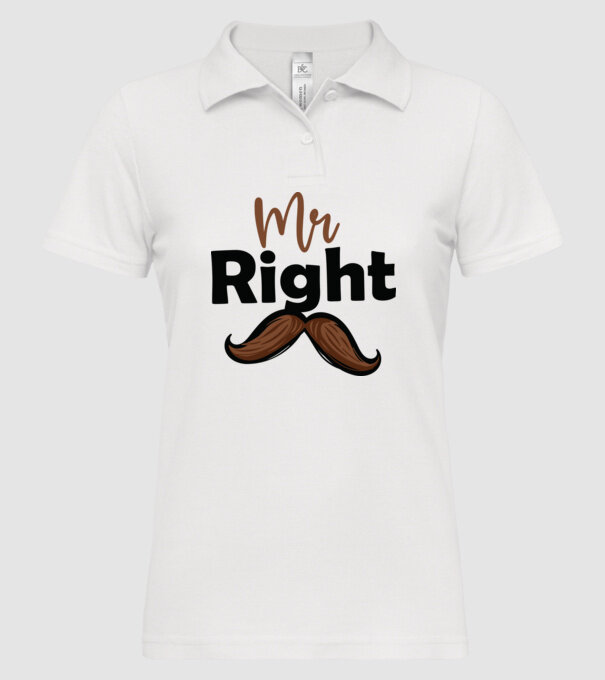 Mr right model alb pe tricou