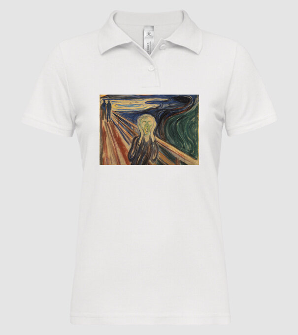 Pictură Munch Mască model alb pe tricou