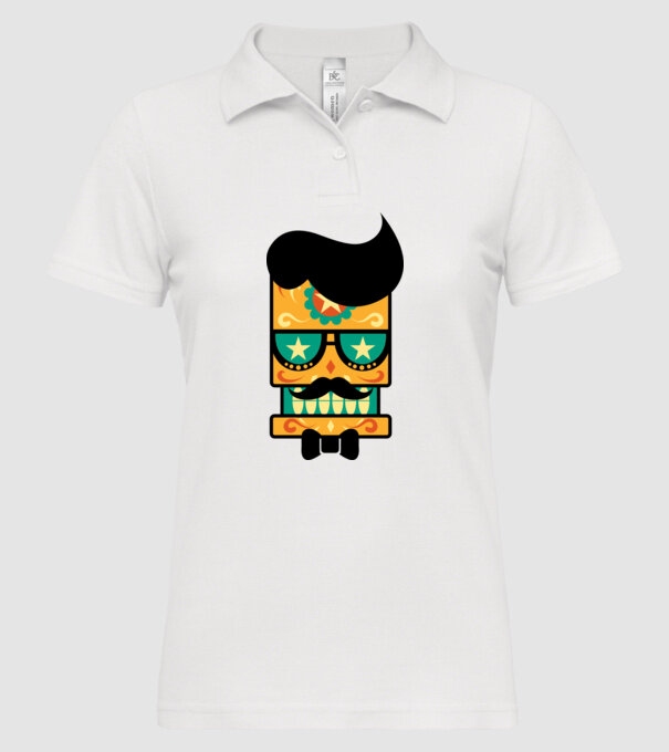 Mustache model alb pe tricou