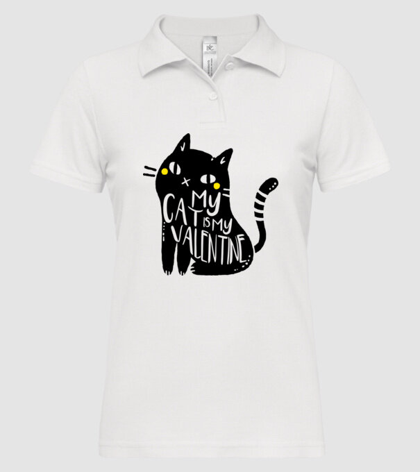 My cat is my valentine model alb pe tricou