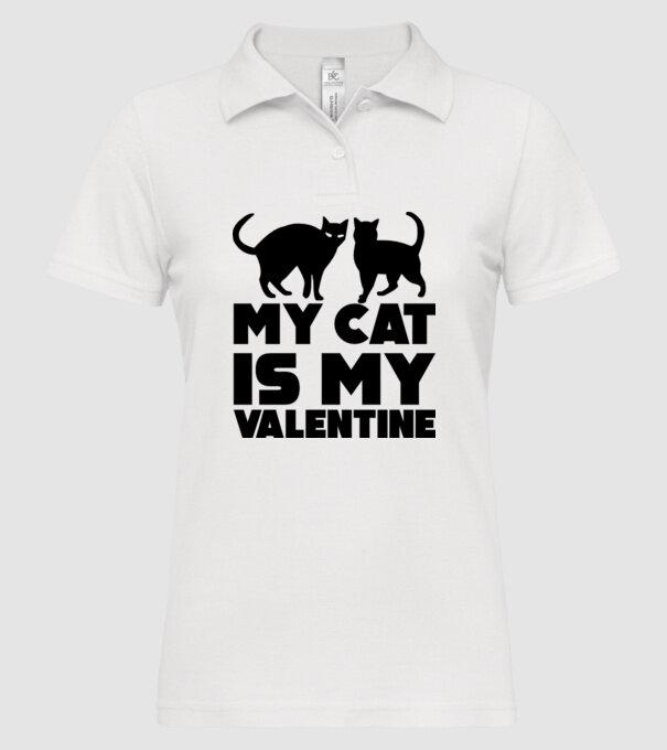 My cat is my valentine black model alb pe tricou