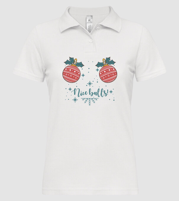 Nice Balls model alb pe tricou