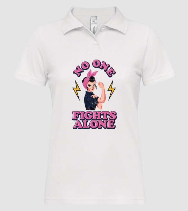 No one fights alone pinup texture model alb pe tricou