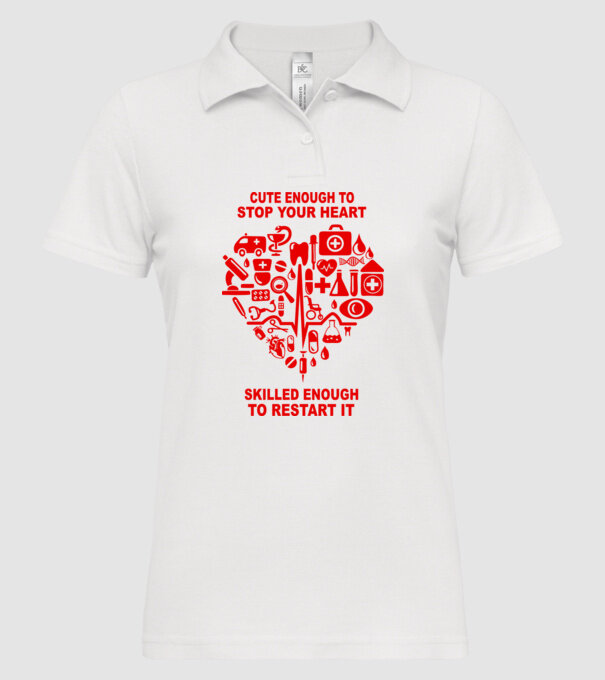 nurses are cute model alb pe tricou