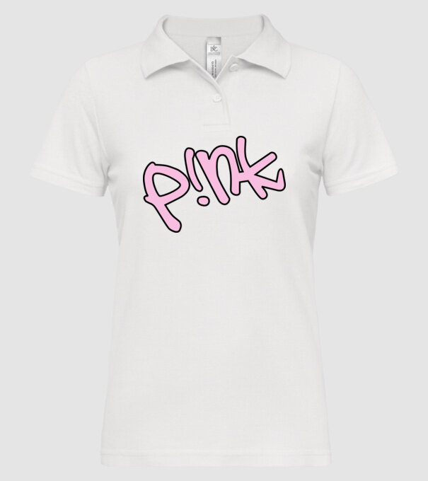 PINK model alb pe tricou
