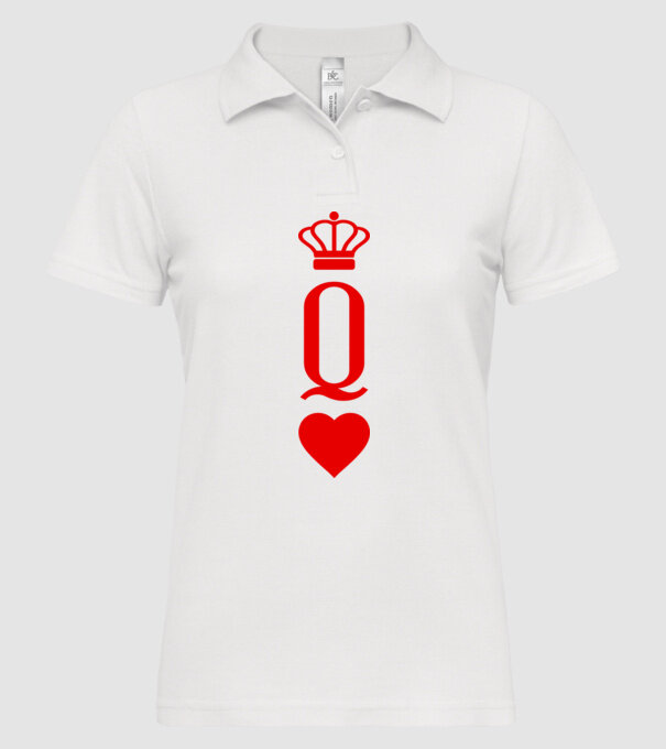 Playin gcards Queen of hearts model alb pe tricou