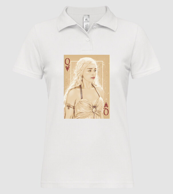 Queen Card model alb pe tricou