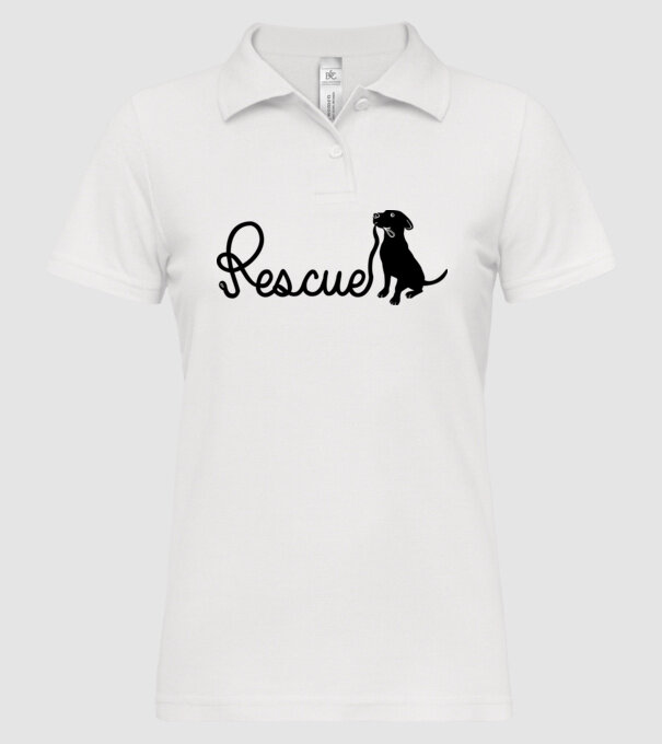 Rescue dog model alb pe tricou