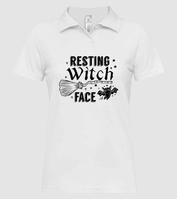 Resting Witch face model alb pe tricou