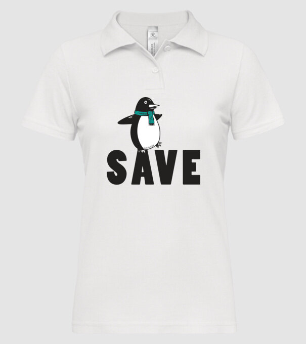 Save penguin model alb pe tricou