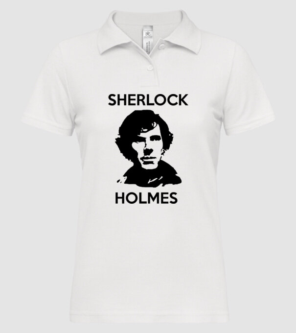 Sherlock model alb pe tricou