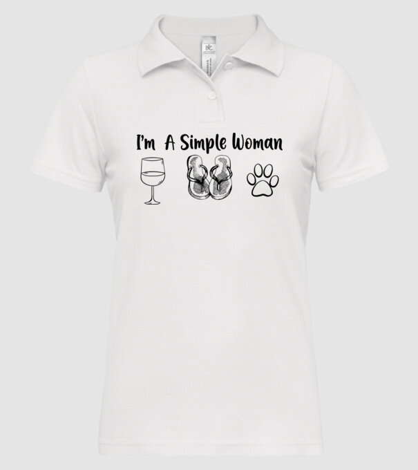 Simple doggy woman model alb pe tricou
