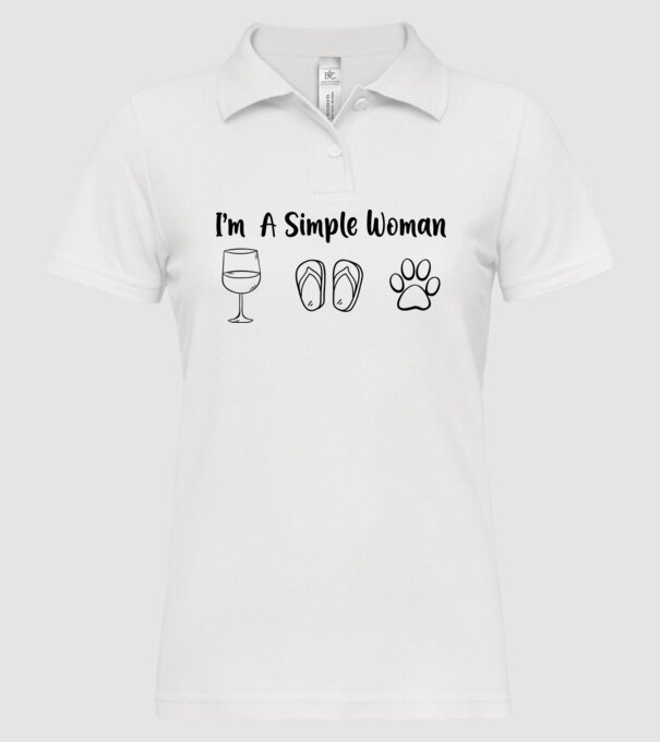 Simple doggy woman model alb pe tricou