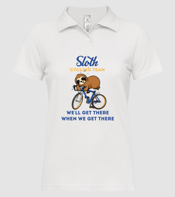 Sloth cycling team model alb pe tricou