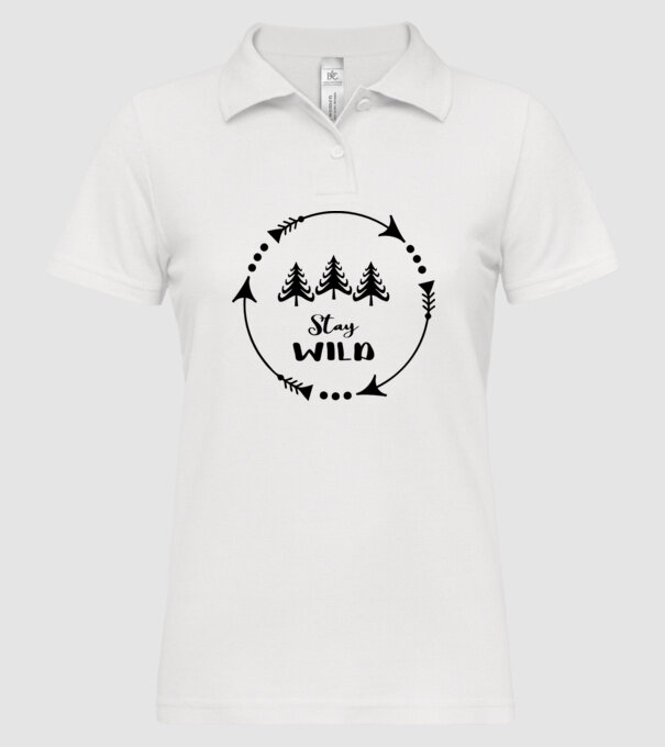 Stay wild arrows circle model alb pe tricou