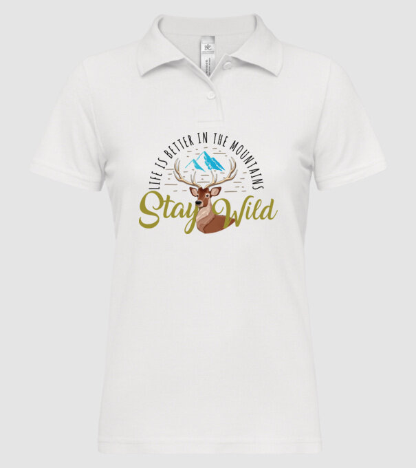 Stay wild Cerb model alb pe tricou