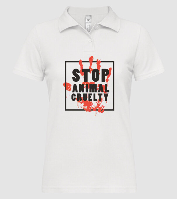 Stop animal cruelty model alb pe tricou