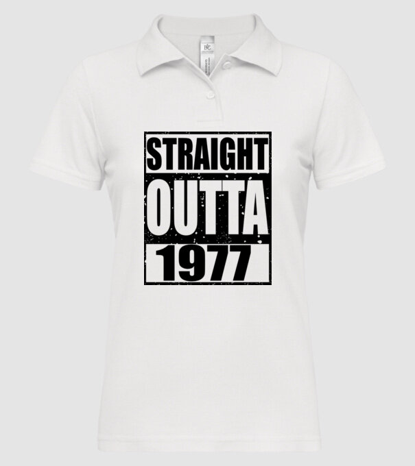Straight Outta - 1977 model alb pe tricou