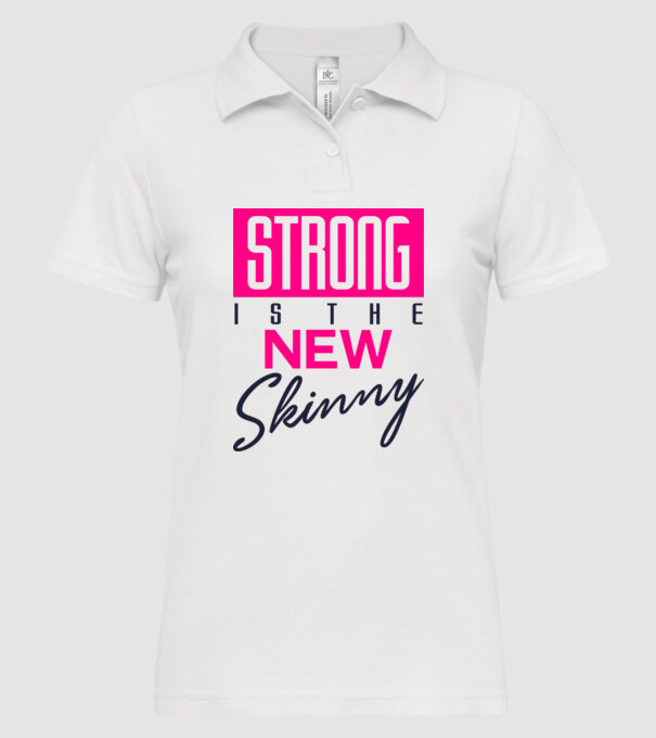 Strong is the new skinny model alb pe tricou