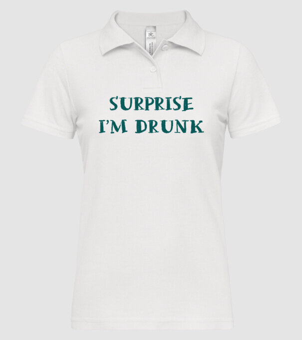 Surprise im drunk model alb pe tricou