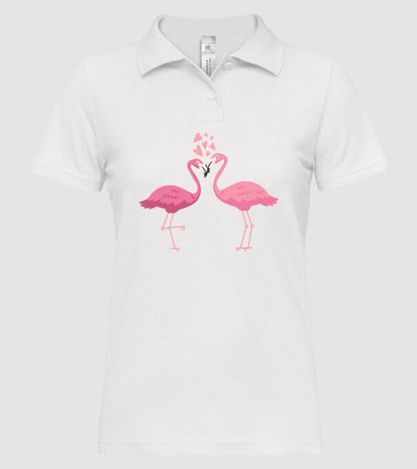 FLAMINGO ÎNDRĂGOSTIȚI model alb pe tricou
