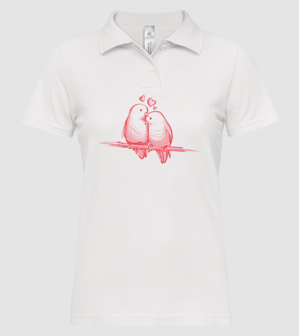 Păsări îndrăgostite model alb pe tricou