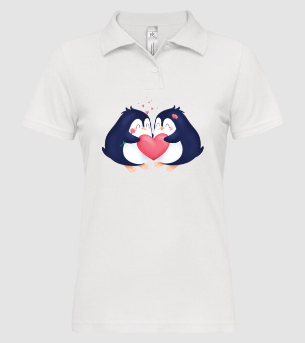 PINGUIN ÎNDRĂGOSTIT model alb pe tricou