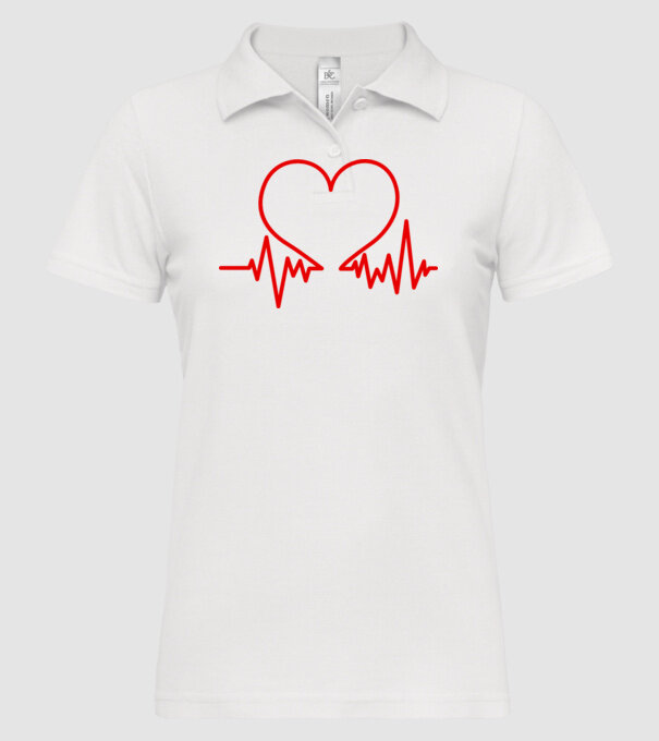 ECG inimă model alb pe tricou
