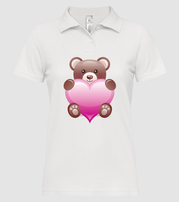 Ursuleț inimos model alb pe tricou