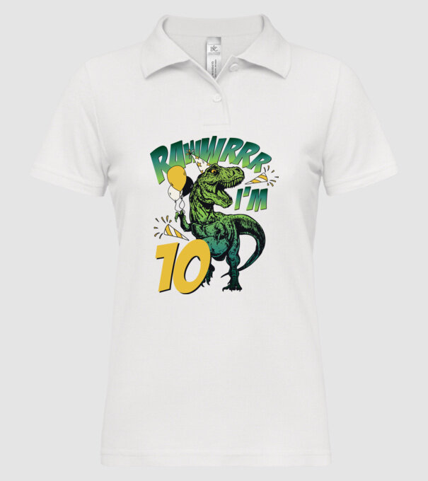 'Birthday Dinosaur rawww i''m 10' model alb pe tricou