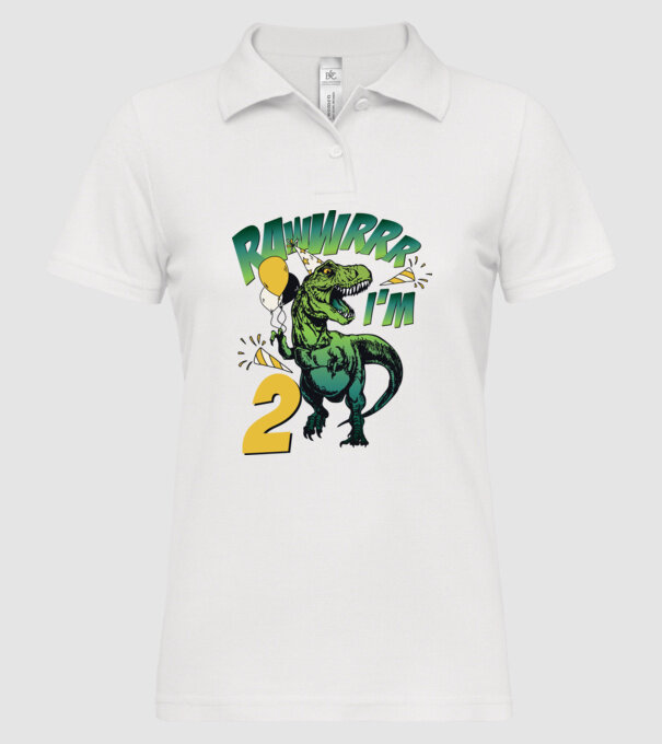 'Birthday Dinosaur rawww i''m 2' model alb pe tricou