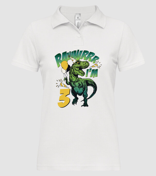 'Birthday Dinosaur rawww i''m 3' model alb pe tricou
