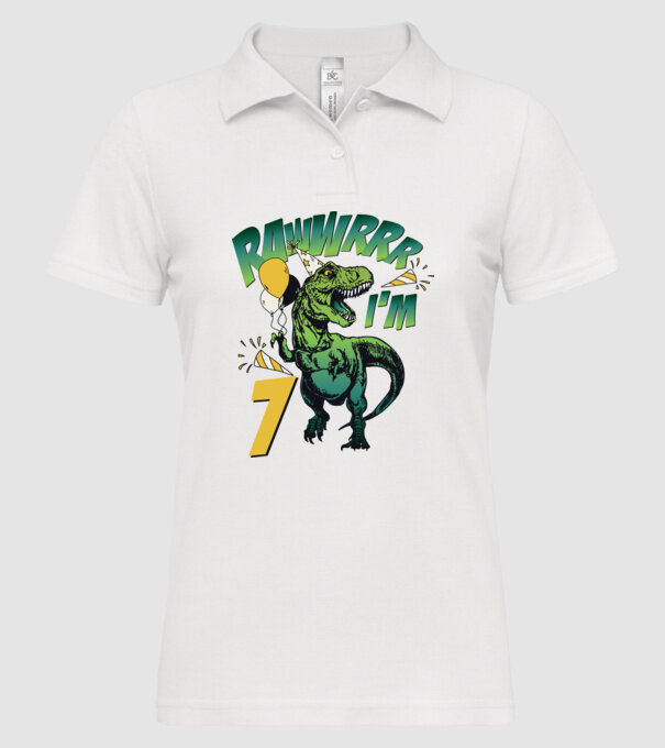 'Birthday Dinosaur rawww i''m 7' model alb pe tricou